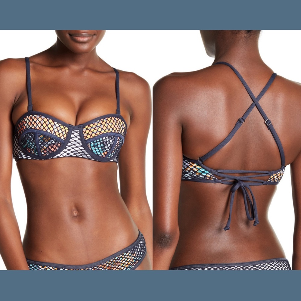 Maaji Do Me a Solid Padded Underwire‎ Mesh Bikini Top [SZ Small ]